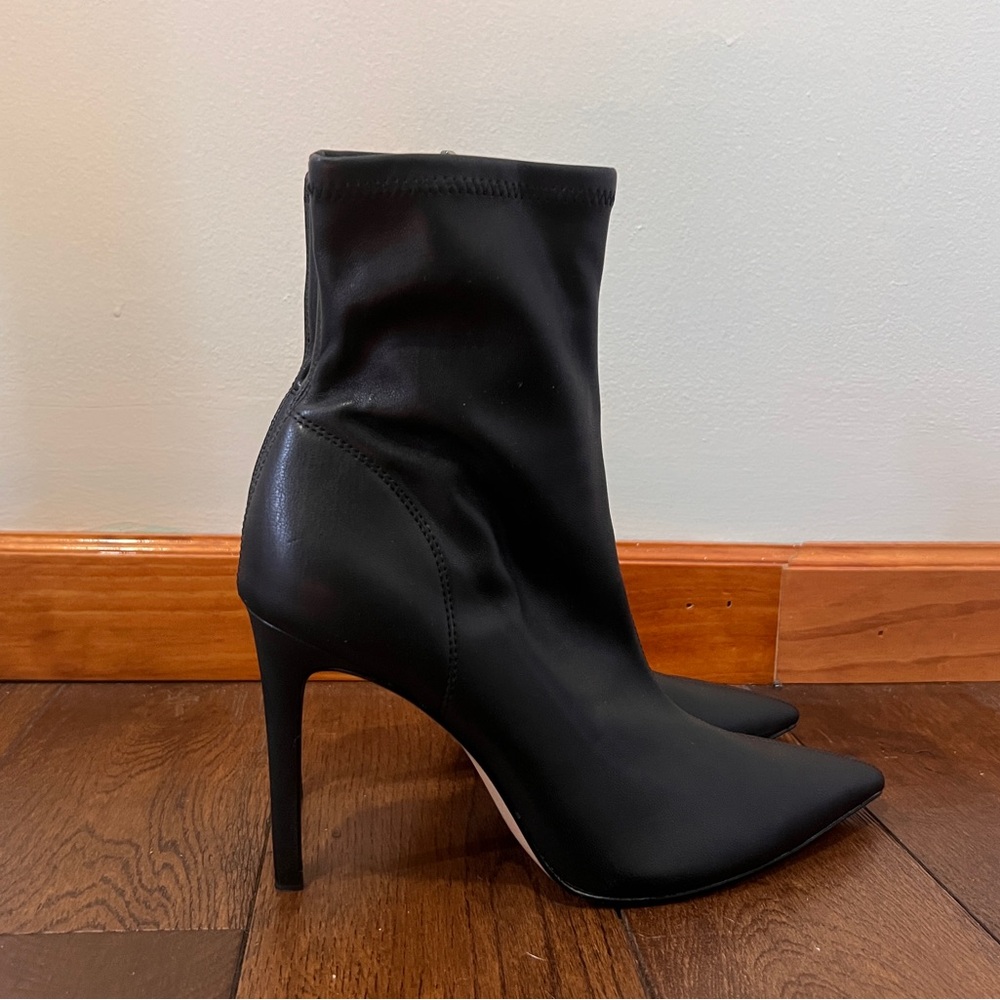 Zara Womens Stretch high heel ankle boots black stiletto size 40 / 9 NEW - Picture 3 of 6